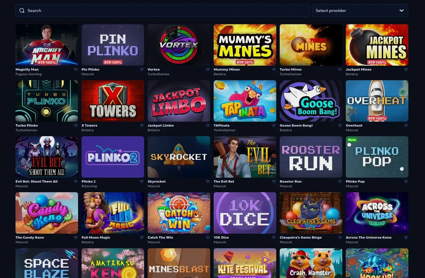 Игровой интерфейс казино Лев